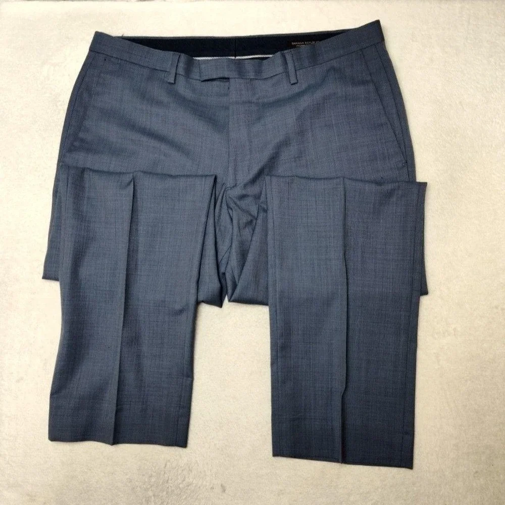 Banana Republic Pants Mens 35x30 Blue Modern Slim Marzotto Wool Dress Suit